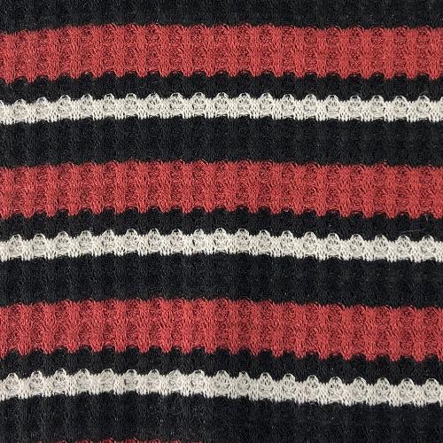 Copper Stripe Waffled Thermal Knit 1.5 inch stripe repeat