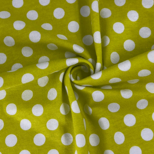 Lime & White Dots | Printed Cotton/Spandex Jersey | SKU 7686A #U112