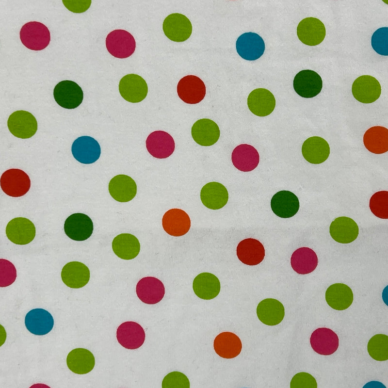 White & Multi-Colored Dots (1/2") | Printed Cotton/Spandex Jersey | SKU 7686A #U112