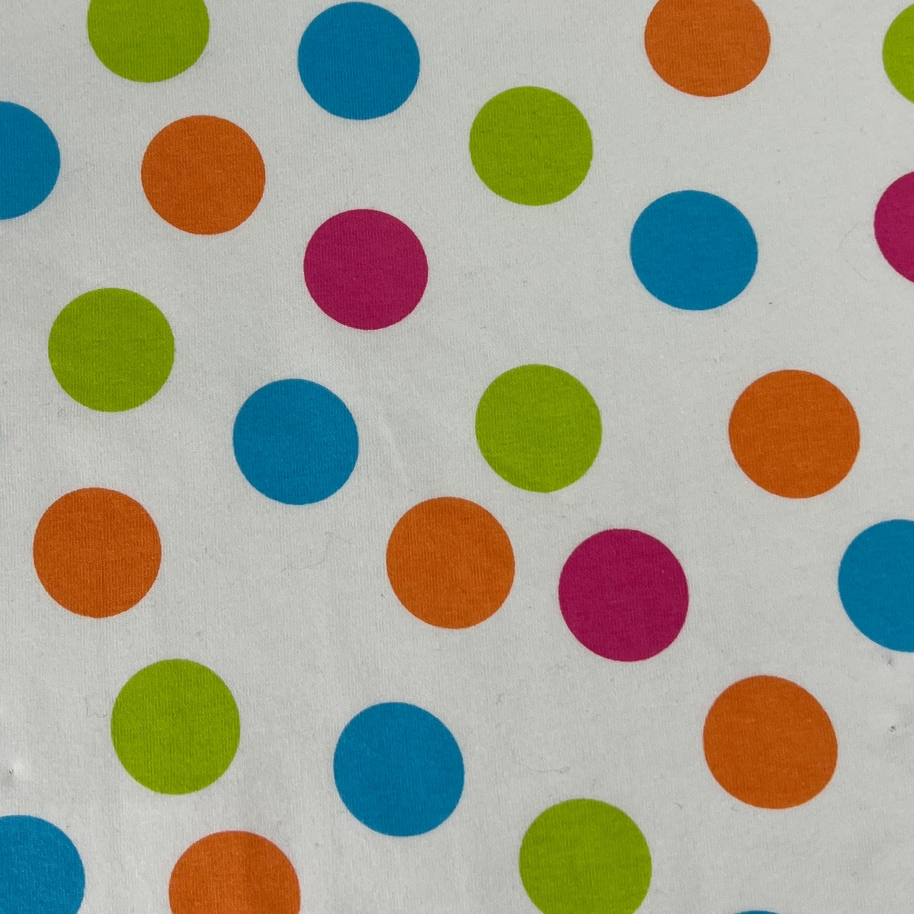 White & Multi-Colored Dots (1") | Printed Cotton/Spandex Jersey | SKU 7686A #U112