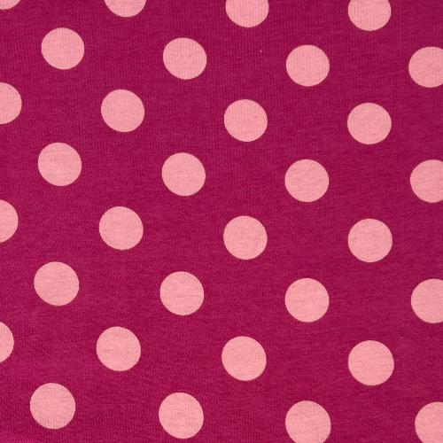 Hot Pink Polka Dotted Jersey Fabric