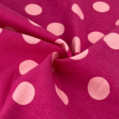 Pink Polka Dot T-Shirt Jersey Fabric