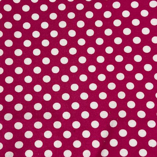 Pink and White Polka Dot Jersey Knit Fabric | Made for Bailey Boys - soft and comfortable spandex blend