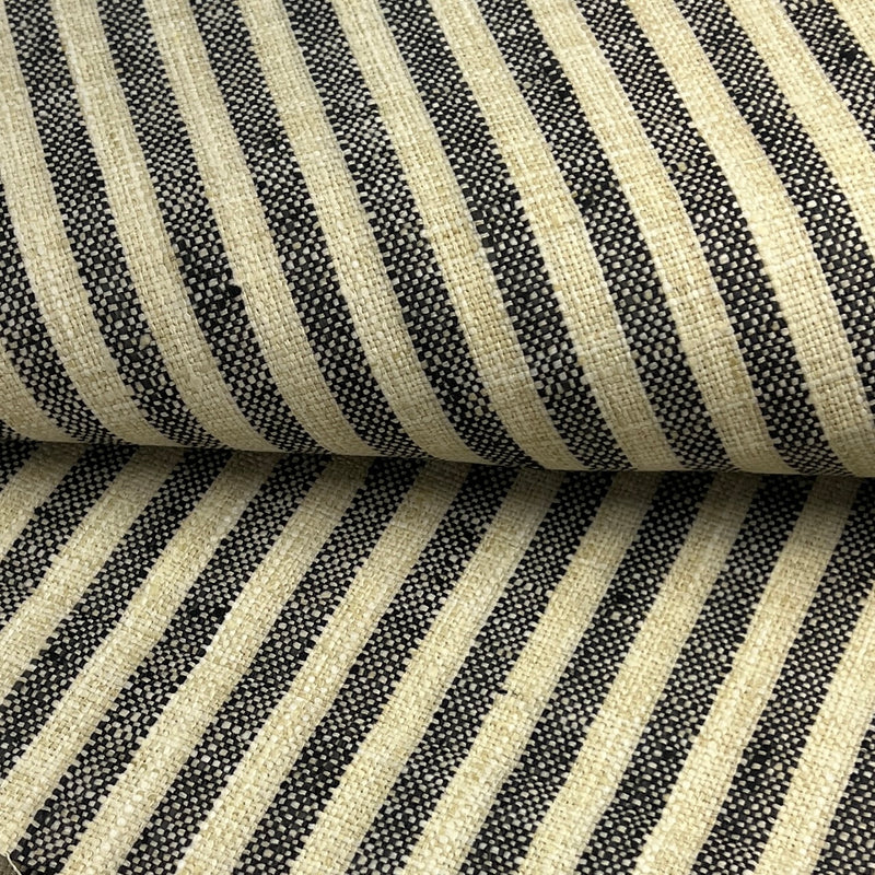 Black & Ivory Box Weave Stripe - 90" Maker's Cut - House & Home Collection