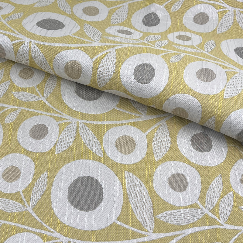 Yellow & Grey Poppy Jacquard - 64" Maker's Cut - House & Home Collection
