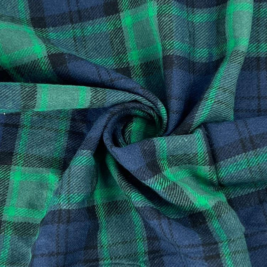 Navy & Green Plaid Lightweight Flannel