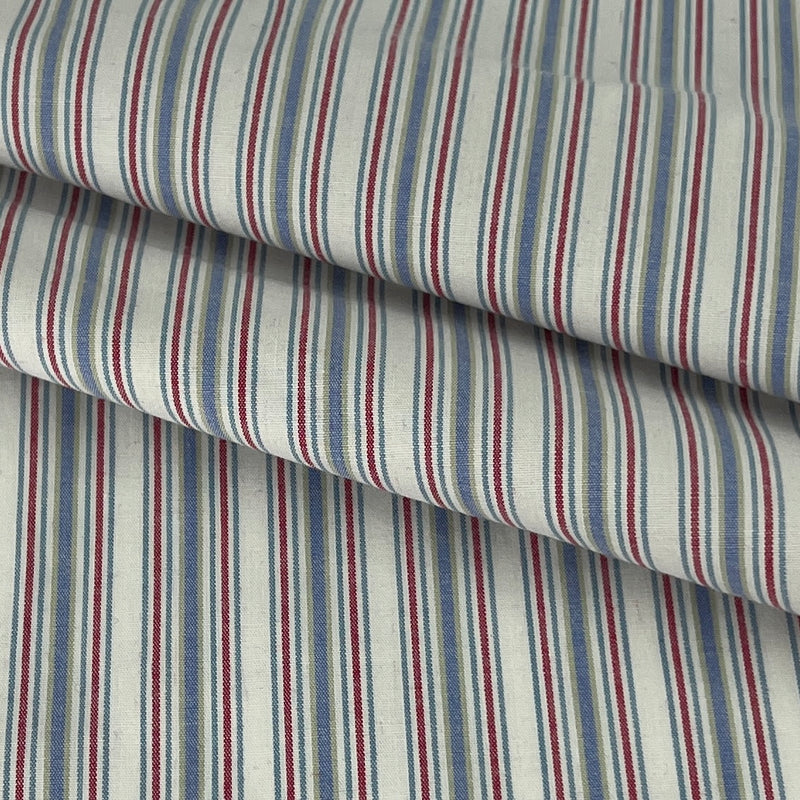 Blue & Red Nautical Stripe Stretch Shirting | SKU 7720 #U1