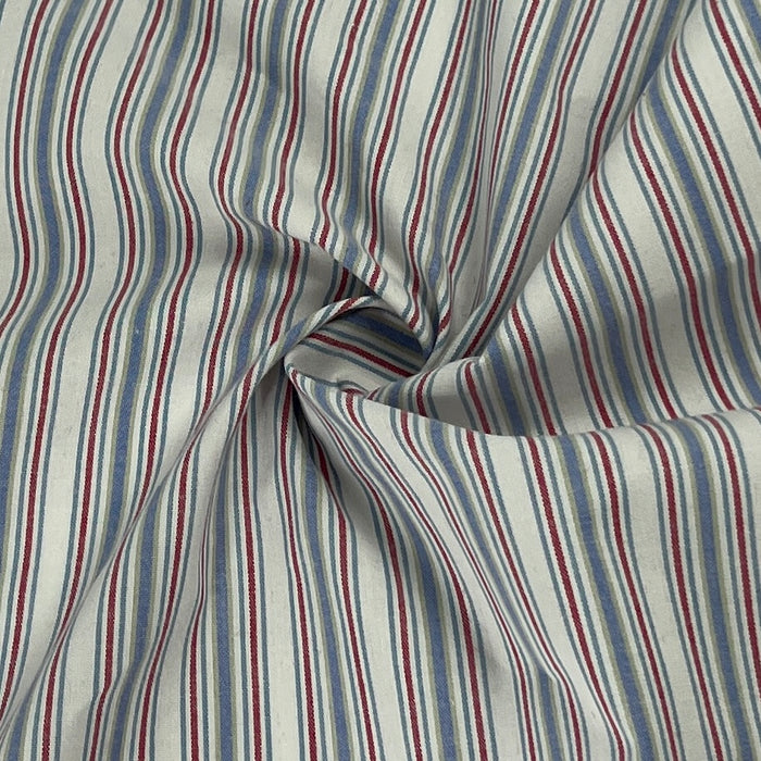 Blue & Red Nautical Stripe Stretch Shirting | SKU 7720 #U1