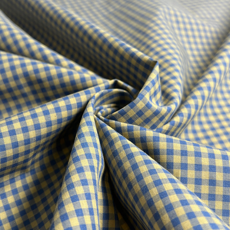 Blue & Yellow 1/8" Check - 100% Cotton Yarn-Dye Shirting - SKU 8124B #S209