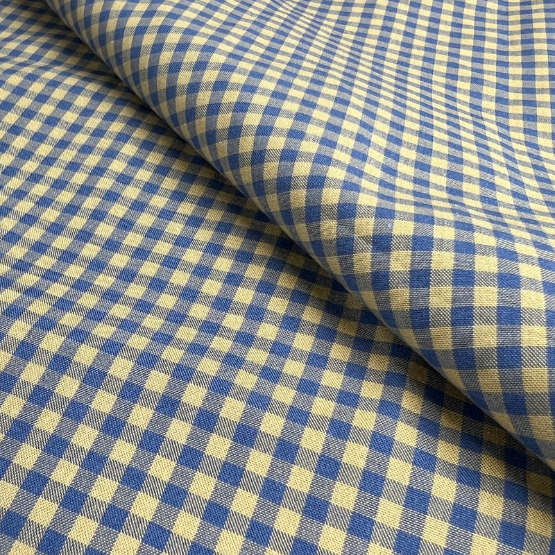Blue & Yellow 1/8" Check - 100% Cotton Yarn-Dye Shirting - SKU 8124B #S209