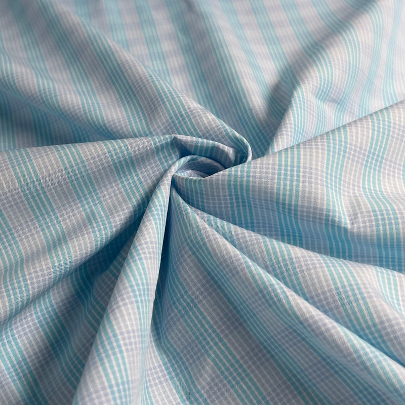 Sky Blue & White Plaid - 100% Cotton Yarn-Dye Shirting - SKU 8124B #S209