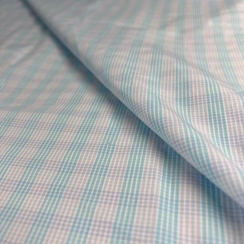 Sky Blue & White Plaid - 100% Cotton Yarn-Dye Shirting - SKU 8124B #S209