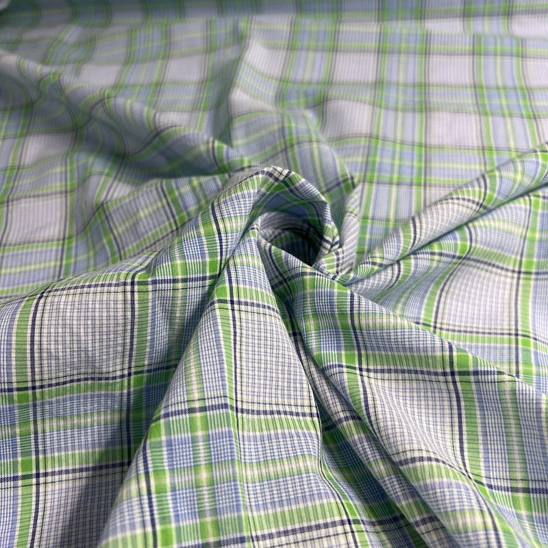 Green & Blue Plaid - 100% Cotton Yarn-Dye Shirting - SKU 8124 #S209