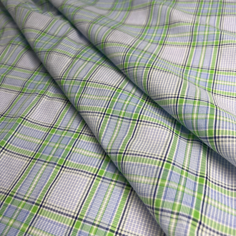 Green & Blue Plaid - 100% Cotton Yarn-Dye Shirting - SKU 8124 #S209