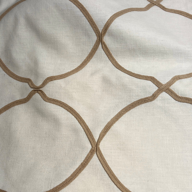 Tan Stitched Diamond Lattice On Ivory Slub Weave - House & Home Collection - 72" Maker's Cut