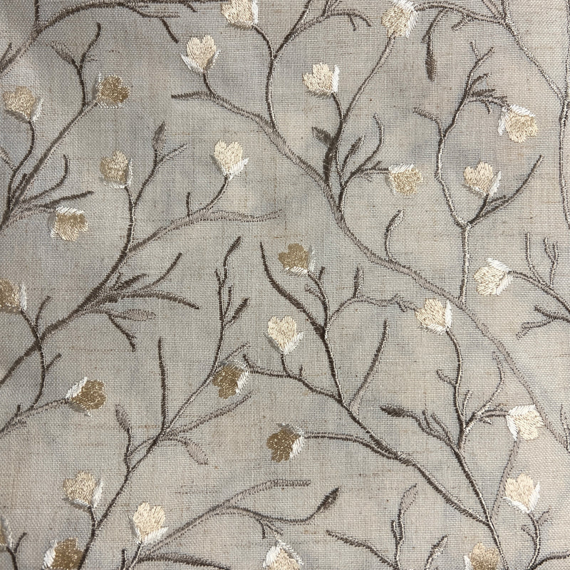 Blossoming Branches - Sateen Embroidered Linen Weave - House & Home Collection - 54" Maker's Cut