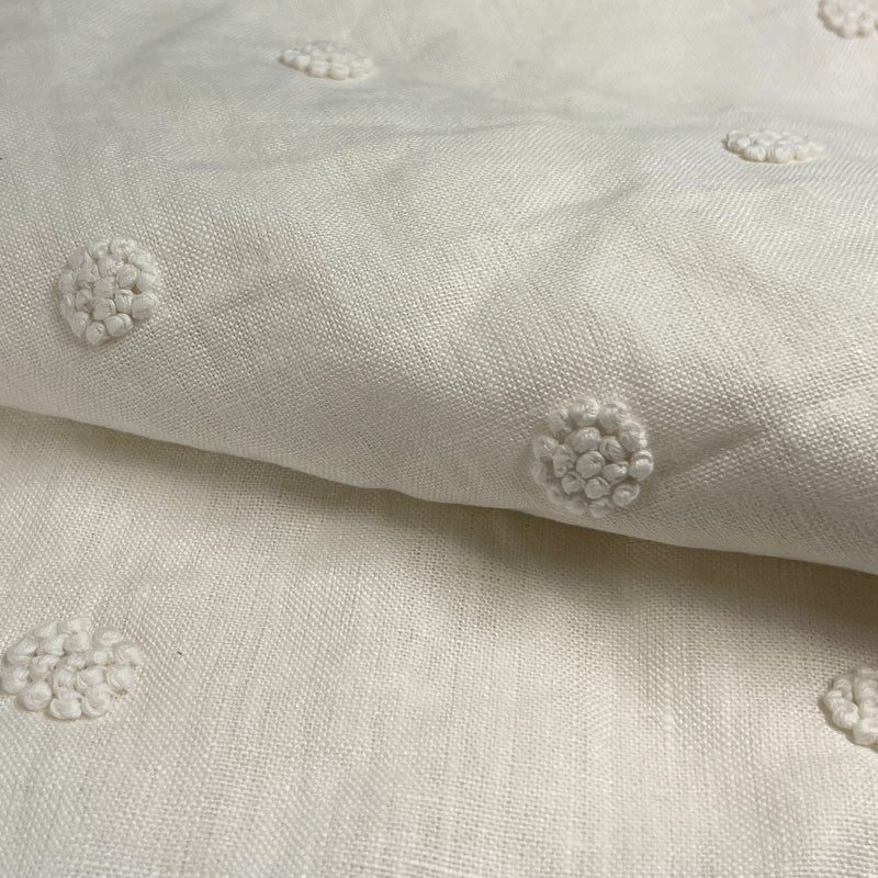 White Embroidered Bobbles - House & Home Collection - Maker's Cuts