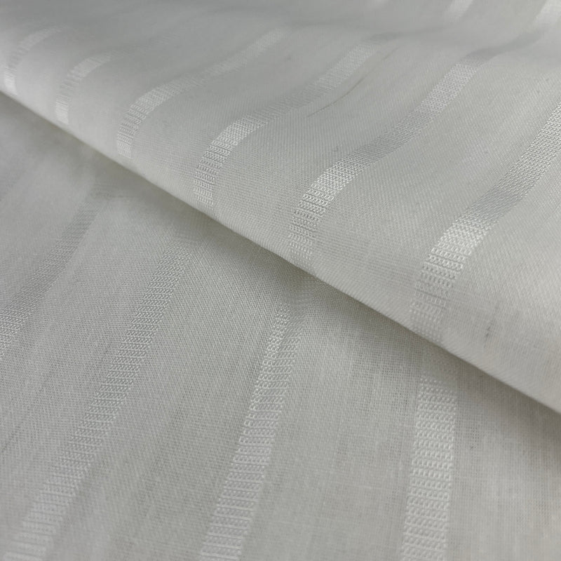 White Jacquard Sateen Stripe - House & Home Collection - 60" Maker's Cut