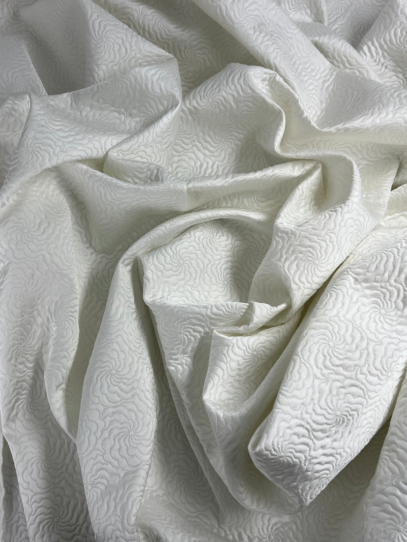 White Embossed Cotton Matelassé - 6.5 Yards