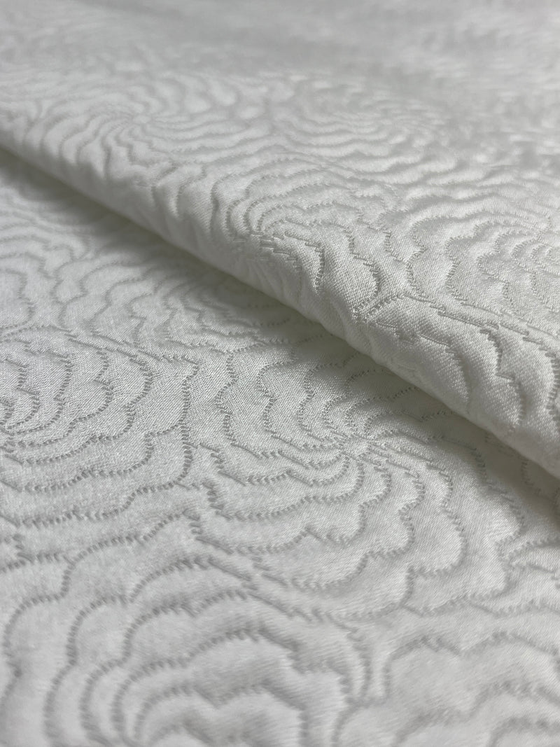 White Embossed Cotton Matelassé - 6.5 Yards