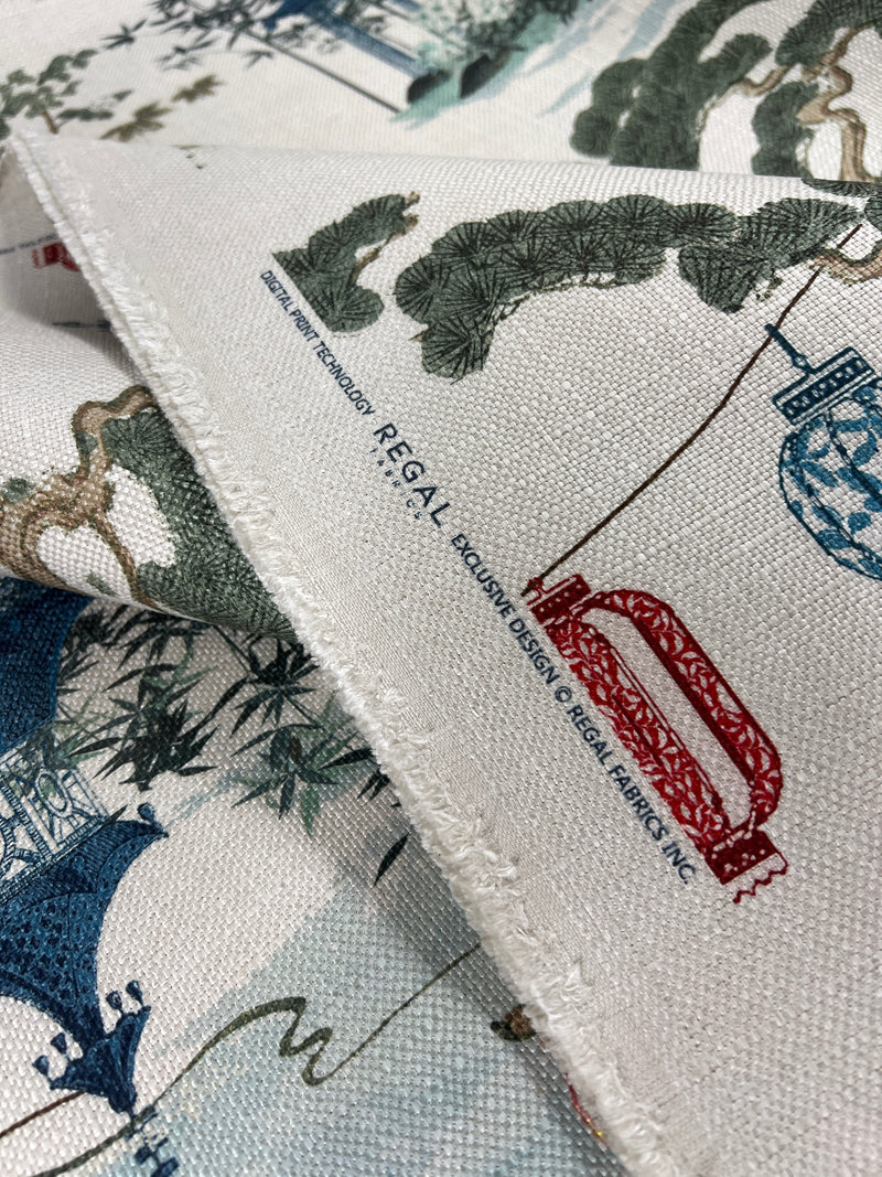 "Kirin" by Regal Fabrics - Chinoiserie Print Upholstery Fabric - 148" Length (4.1 Yards)