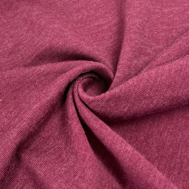 Burgundy Heather Cotton/Spandex 9-10 Ounce Jersey Knit - 10-Yard Lot