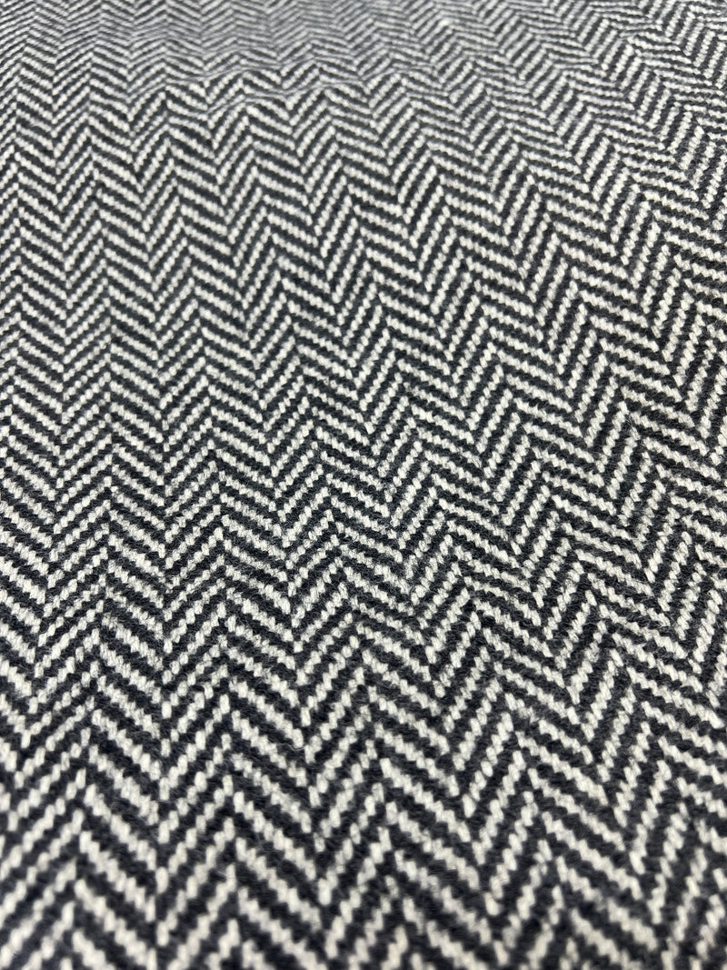 Black & White Heavyweight Wool Upholstery - 1" Chevron - 4 Yards