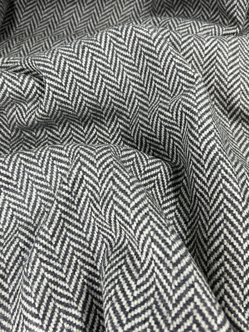 Black & White Heavyweight Wool Upholstery - 1" Chevron - 4 Yards