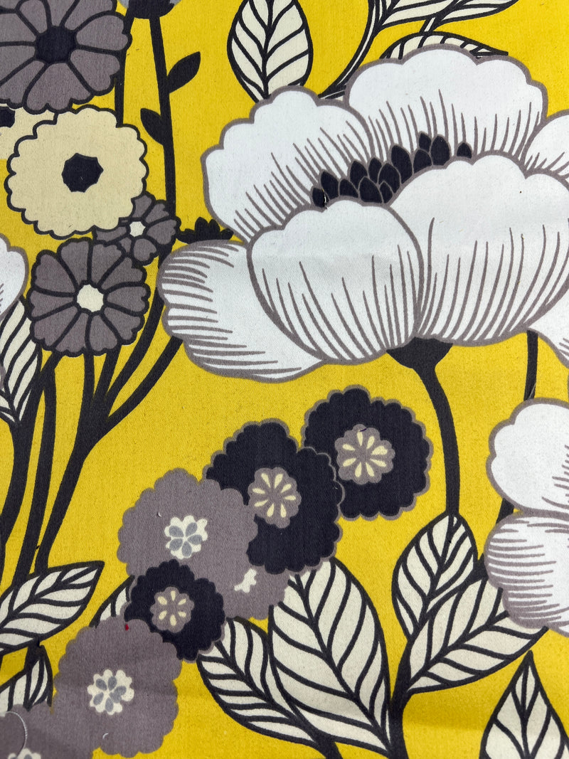 Yellow & Grey Poppys - Polyester/Cotton Twill - SKU 8134 #U1