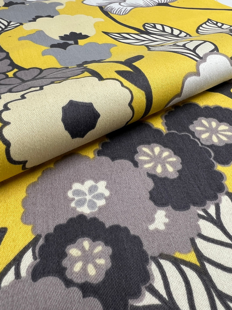 Yellow & Grey Poppys - Polyester/Cotton Twill - SKU 8134 #U1