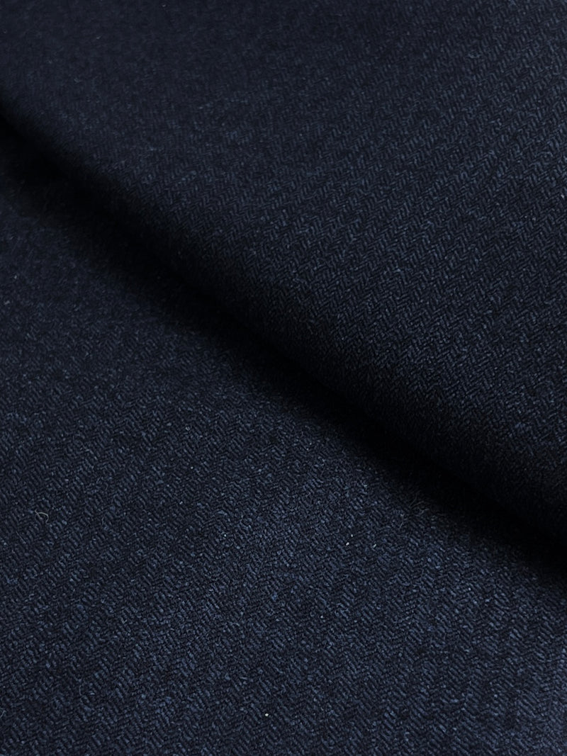 Navy Heather Wool Blend Herringbone Coating - 2-Yard Project Cut