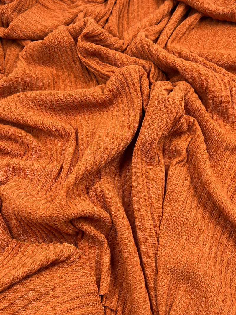 Rust Orange 4x4 Acrylic Blend Sweater Rib Knit - 72" Remnants