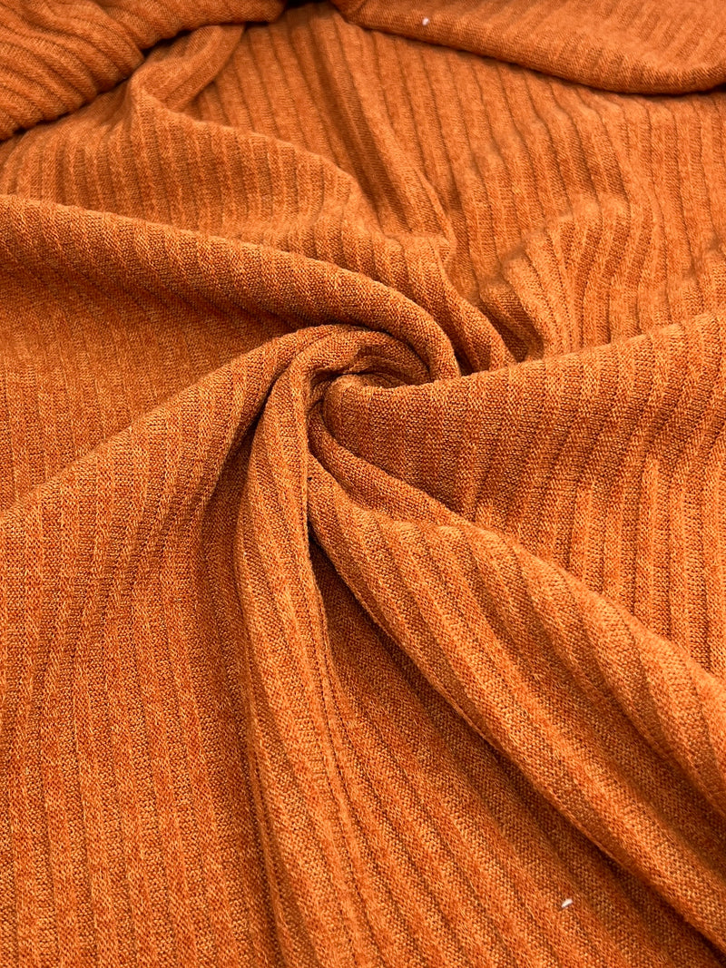 Rust Orange 4x4 Acrylic Blend Sweater Rib Knit - 72" Remnants