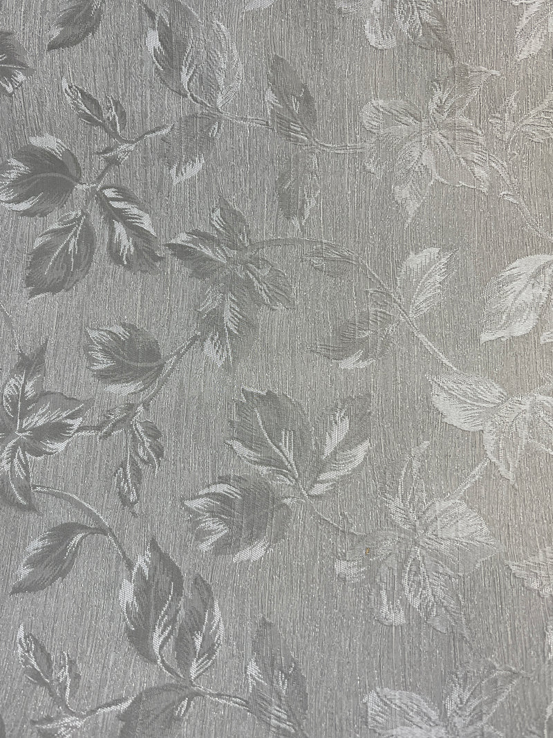 Silver Leaf Jacquard Upholstery - 100" Maker's Cut