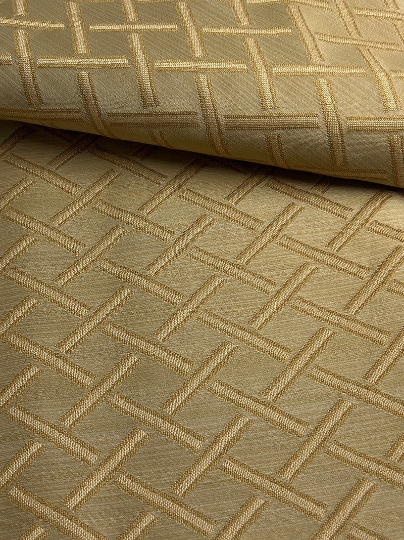 Gold Jacquard Lattice Upholstery - 60" Maker's Cut