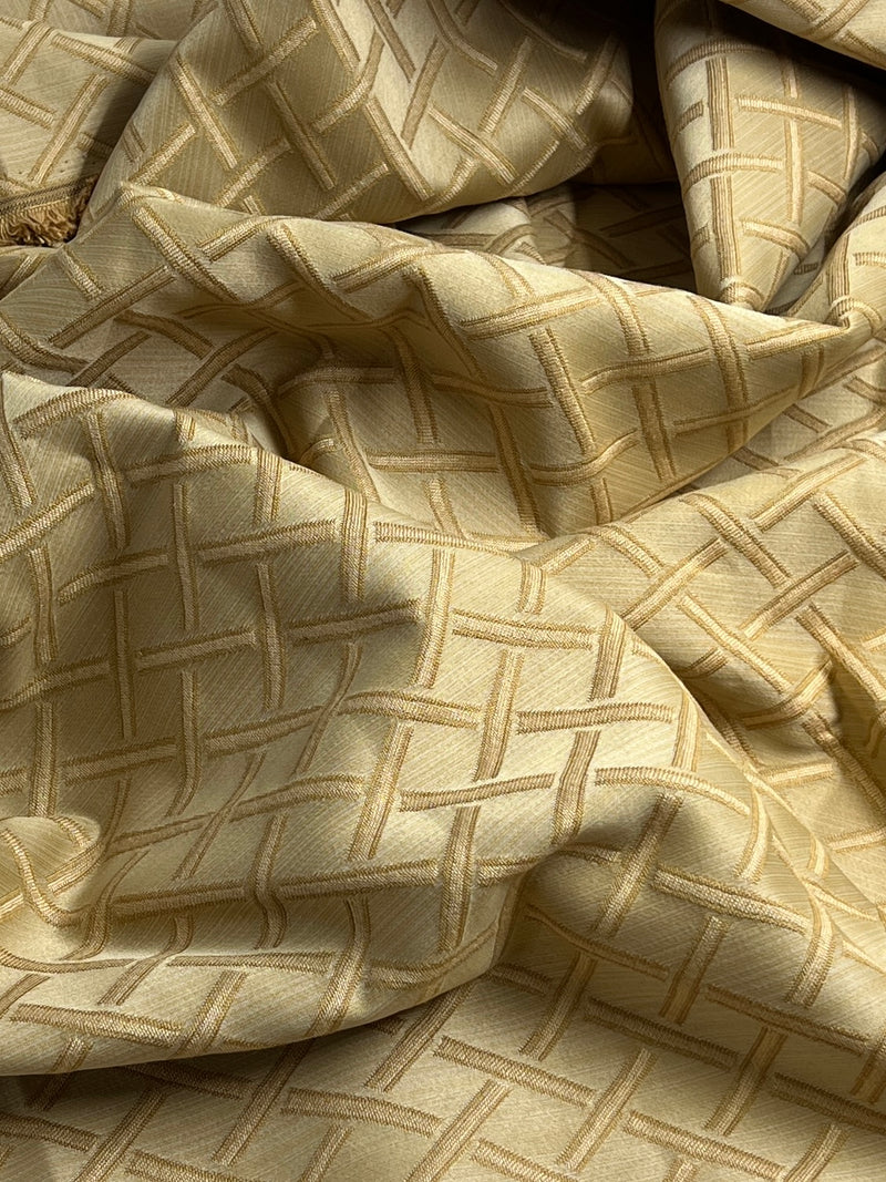 Gold Jacquard Lattice Upholstery - 60" Maker's Cut