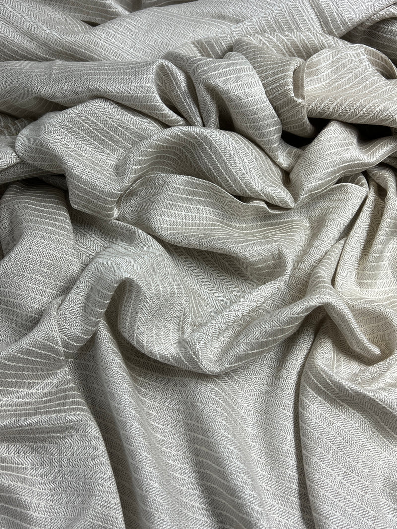 Grey Herringbone with Ticked Stripe Drapery Weight Fabric - Maker's Cuts