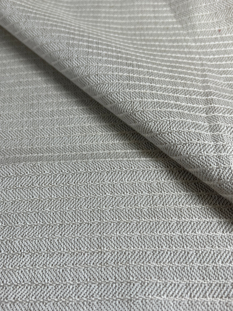 Grey Herringbone with Ticked Stripe Drapery Weight Fabric - Maker's Cuts