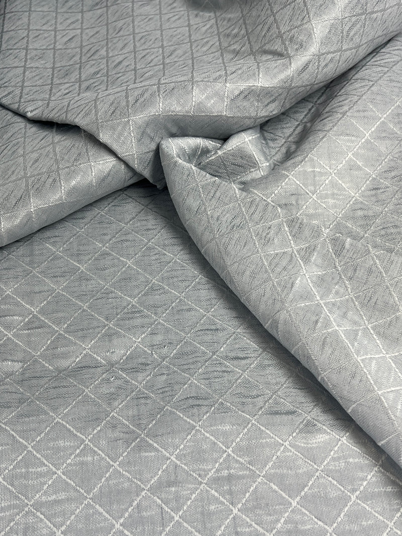 Icy Grey Diamond Quilted Upholstery Fabric