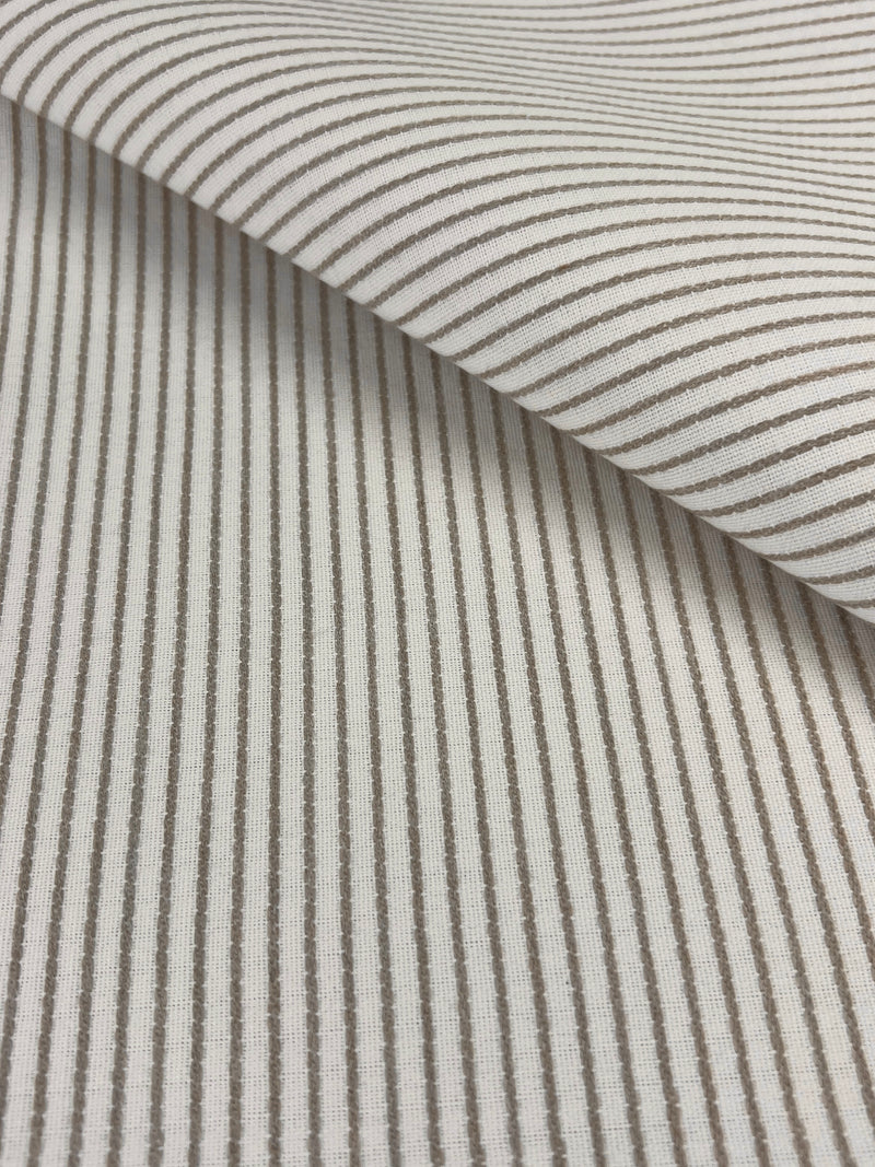 Ivory & Grey Textured Ticked Stripe (1/4" Stripe) - Upholstery & Home Decor Fabrics