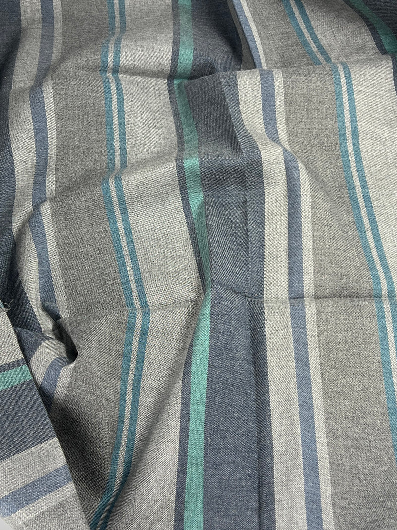 Grey & Turquoise Vertical Stripe - Upholstery & Home Decor Fabrics