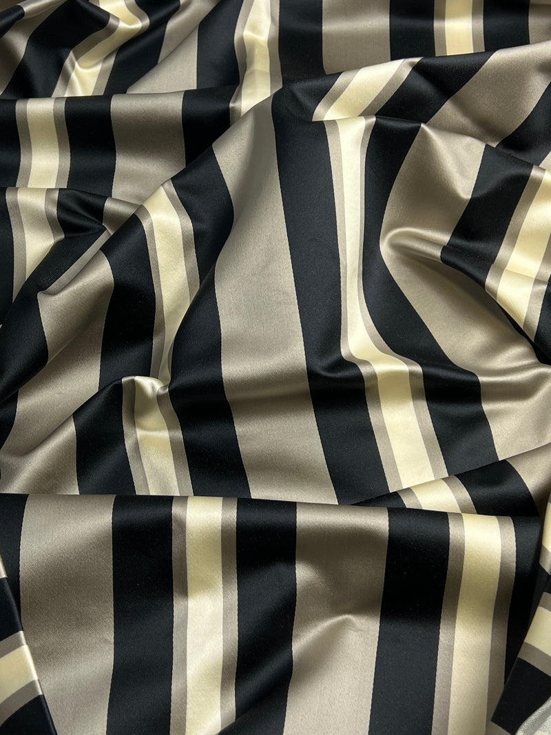Gold & Black Stripe - Drapery Fabric Remnants