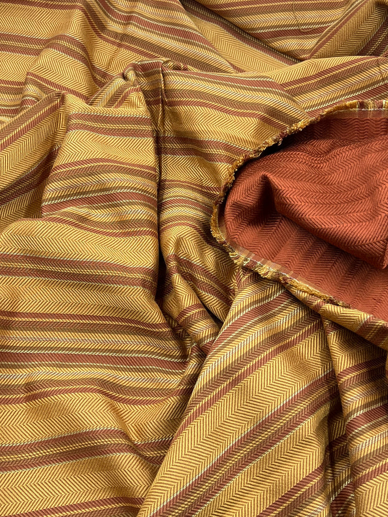 Copper & Gold Chevron Stripe - 76" Drapery Fabric Cut