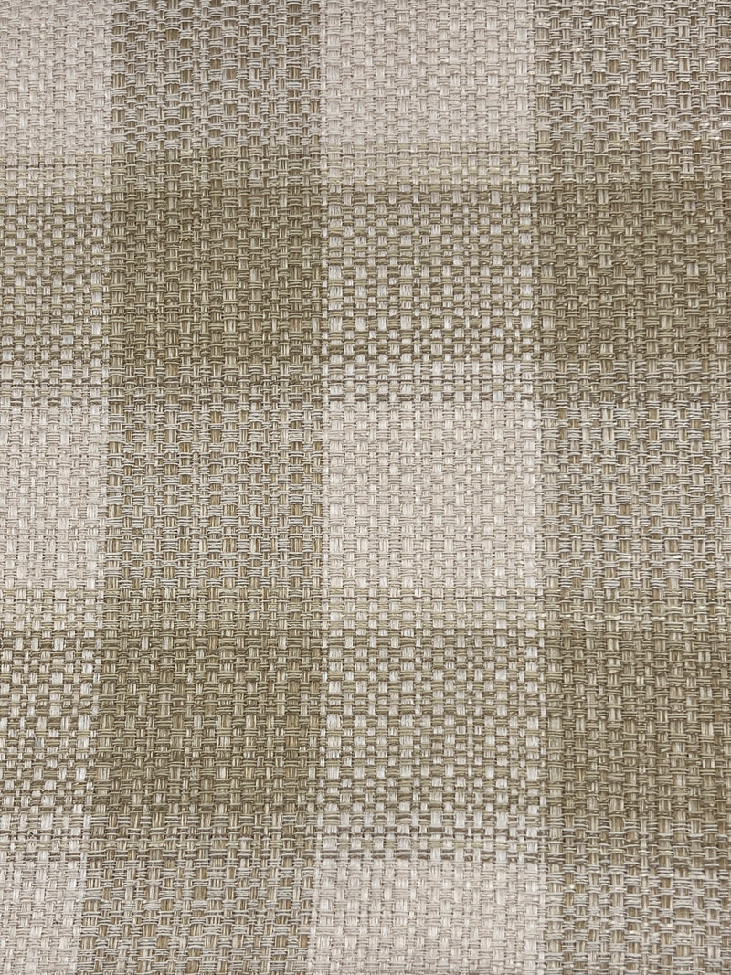 Beige Two-Toned Plain Weave Plaid Upholstery - 128" Maker's Cut