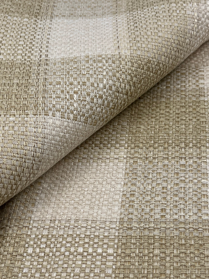 Beige Two-Toned Plain Weave Plaid Upholstery - 128" Maker's Cut