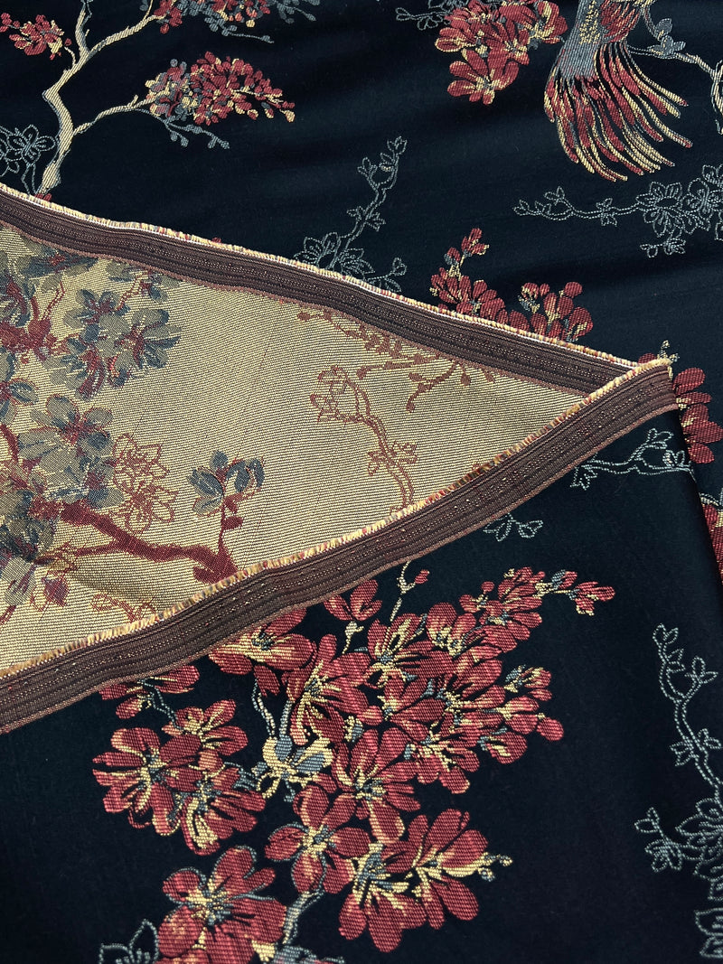 Bird In Waiting Autumn by Carole Fabric - Jacquard Drapery Fabric