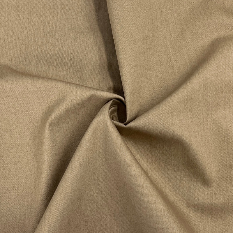 Tan Lightweight Stretch Denim - Cotton/Spandex, 7.5 Ounce, Made in Italy
