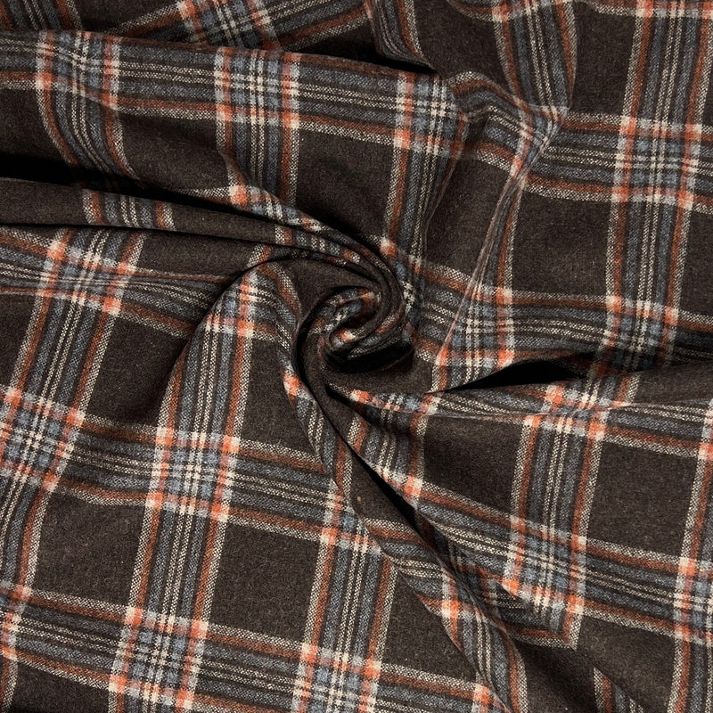 Brown Plaid Shirting Weight Wool