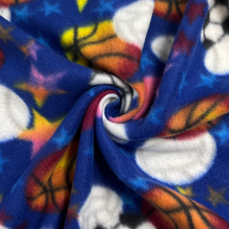 Sports Ball Printed Polar Fleece - 220G, 60" Wide - Double-Sided Print