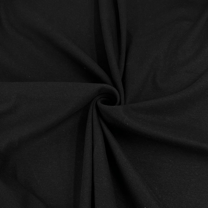 Black Cotton/Spandex Rib Knit - 7 Ounce, 1x1, Open-Width - SKU 8150A